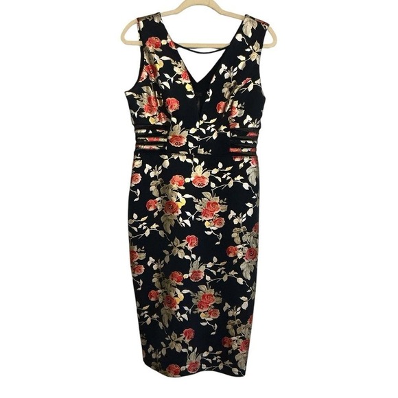 Enfocus Studio Dresses & Skirts - Black‎ with silver &red flower print Dress Size 8